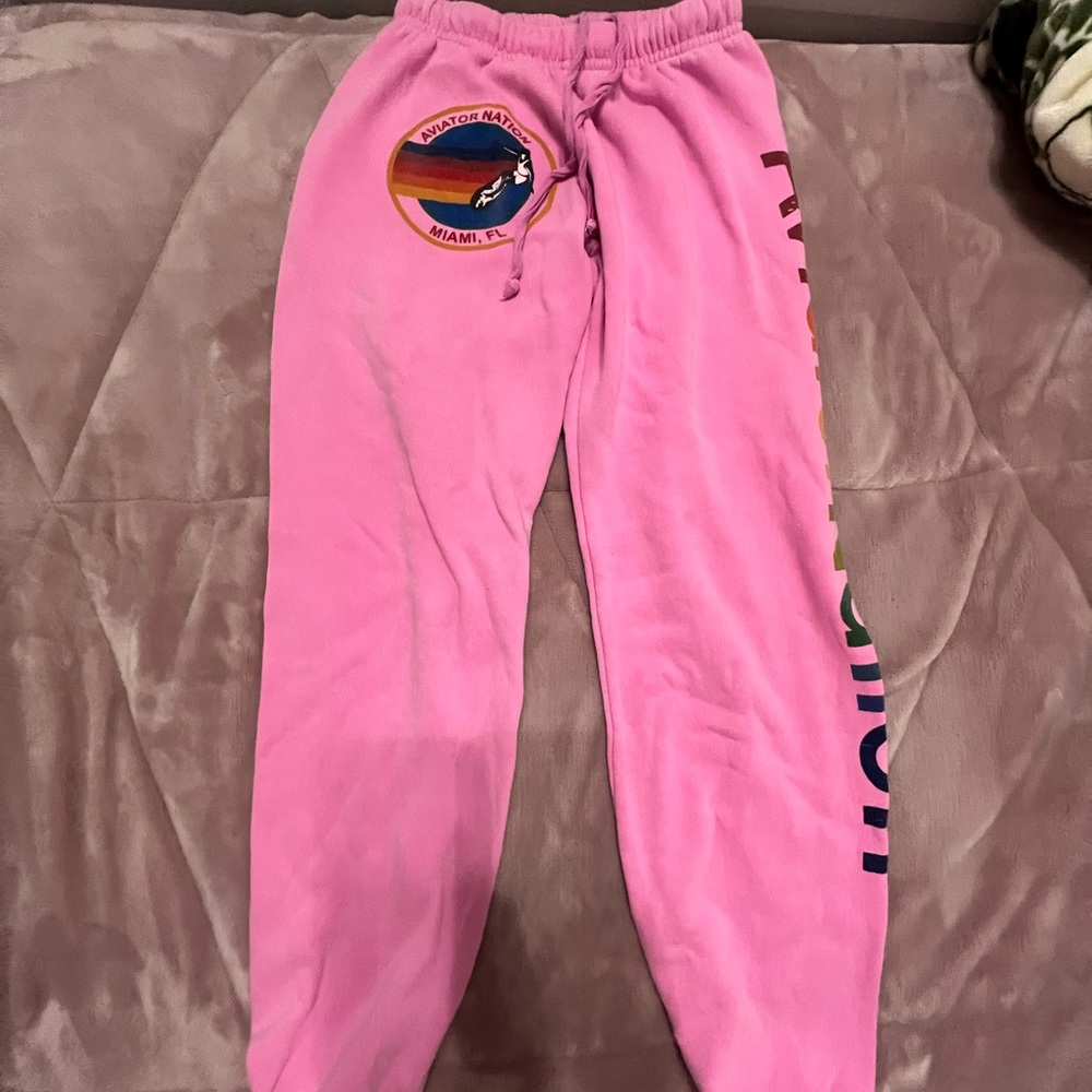 pink aviator nation sweat pants